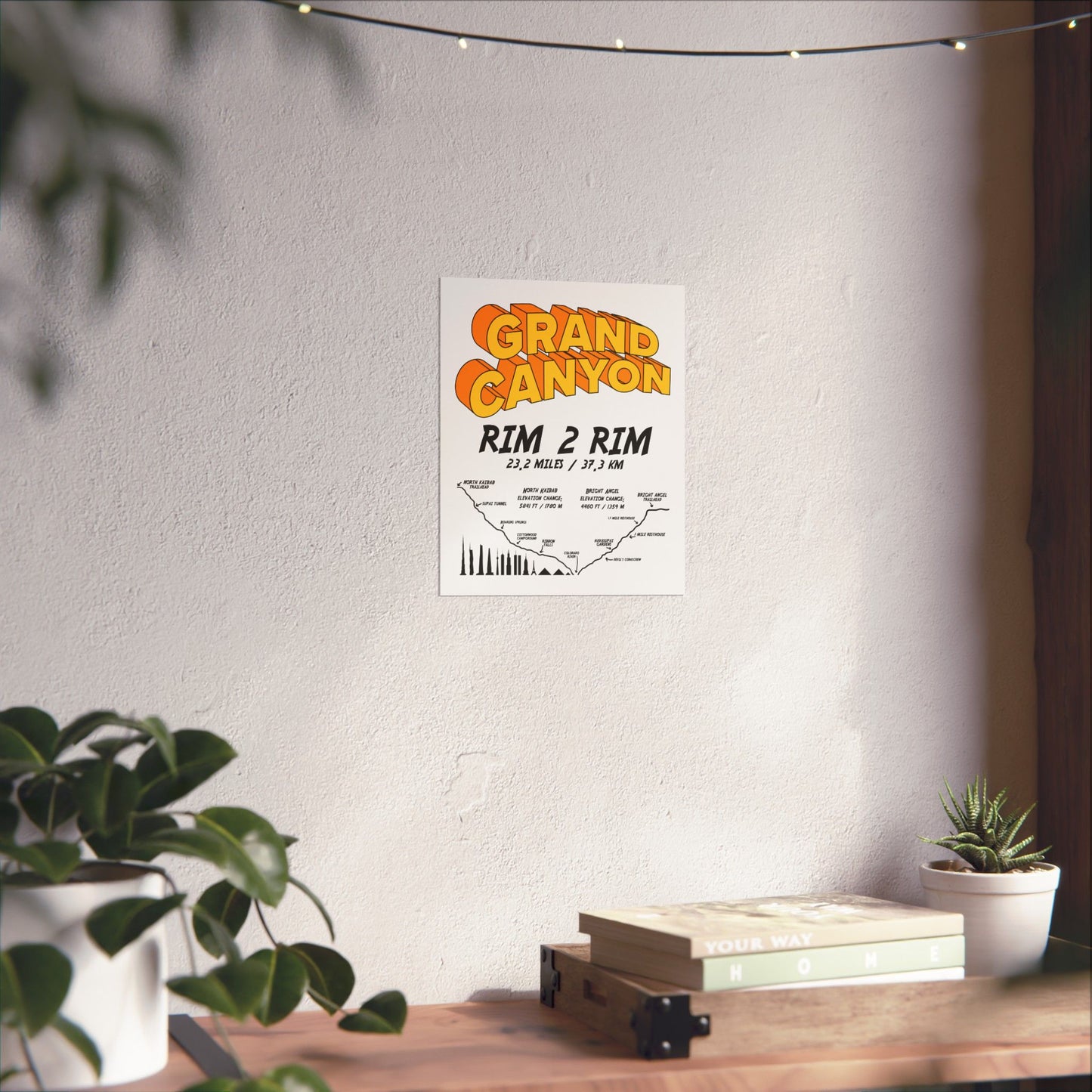 Grand Canyon Rim 2 Rim North Kaibab and Bright Angel Premium Matte Vertical Poster