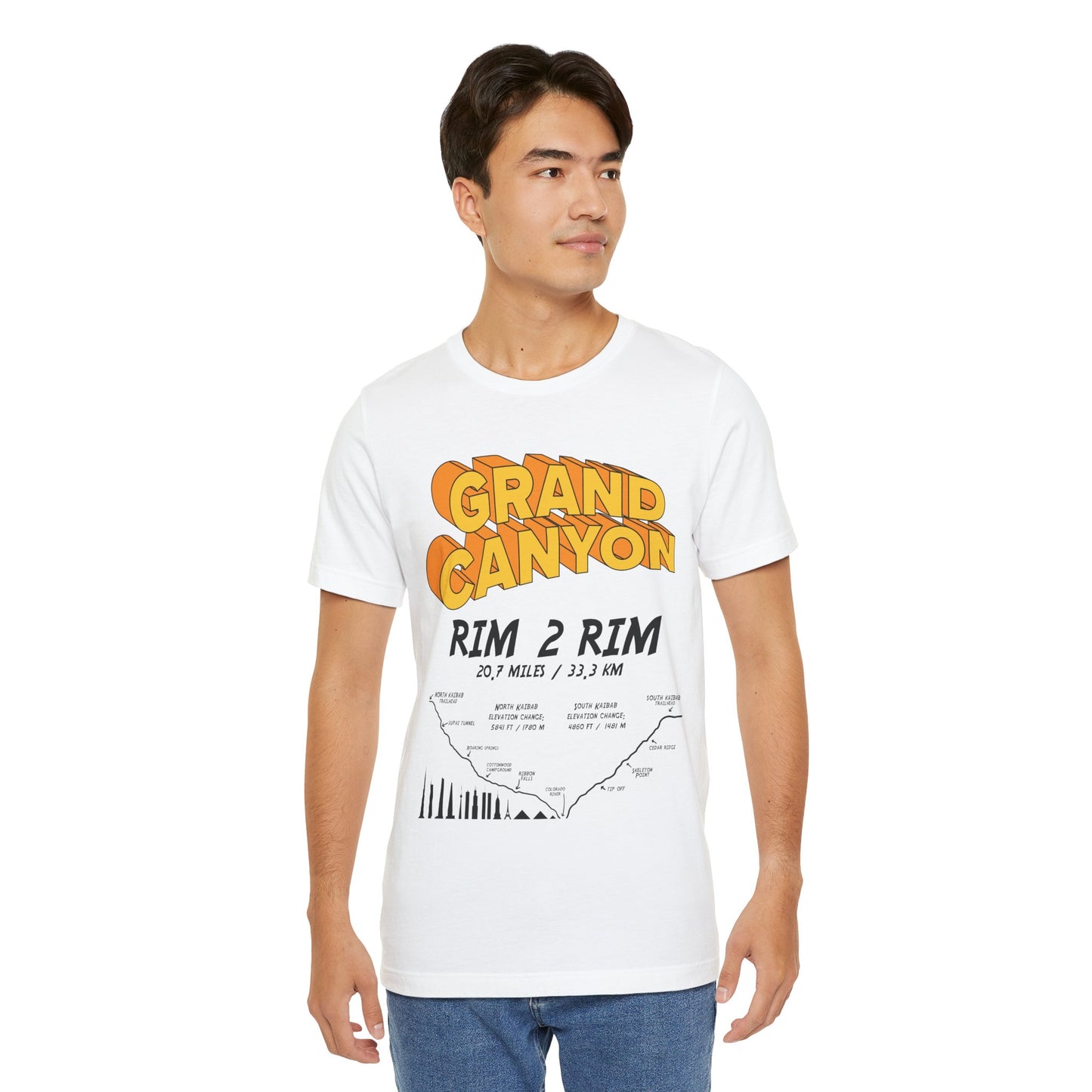 Grand Canyon Rim 2 Rim North Kaibab and South Kaibab Unisex Jersey Cotton Tee