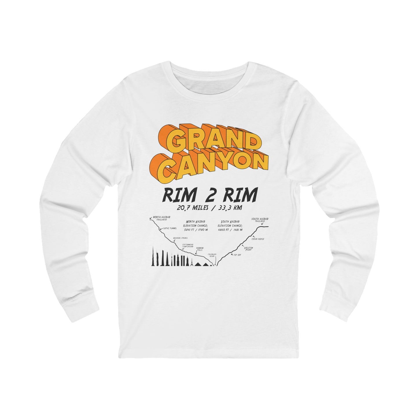 Grand Canyon Rim 2 Rim with NK and SK trails Unisex Jersey Long Sleeve Tee