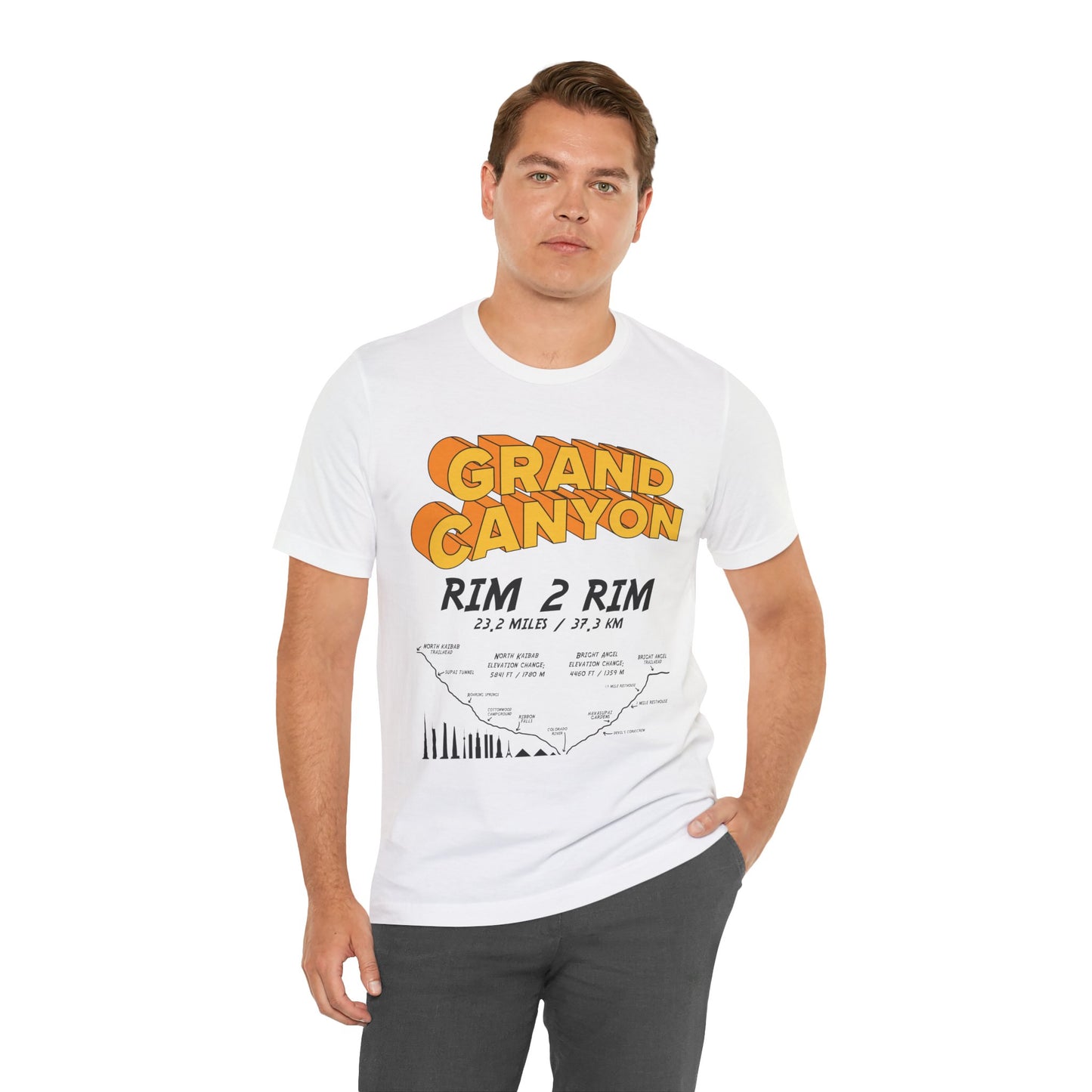 Grand Canyon Rim 2 Rim North Kaibab and Bright Angel Unisex Jersey Cotton Tee