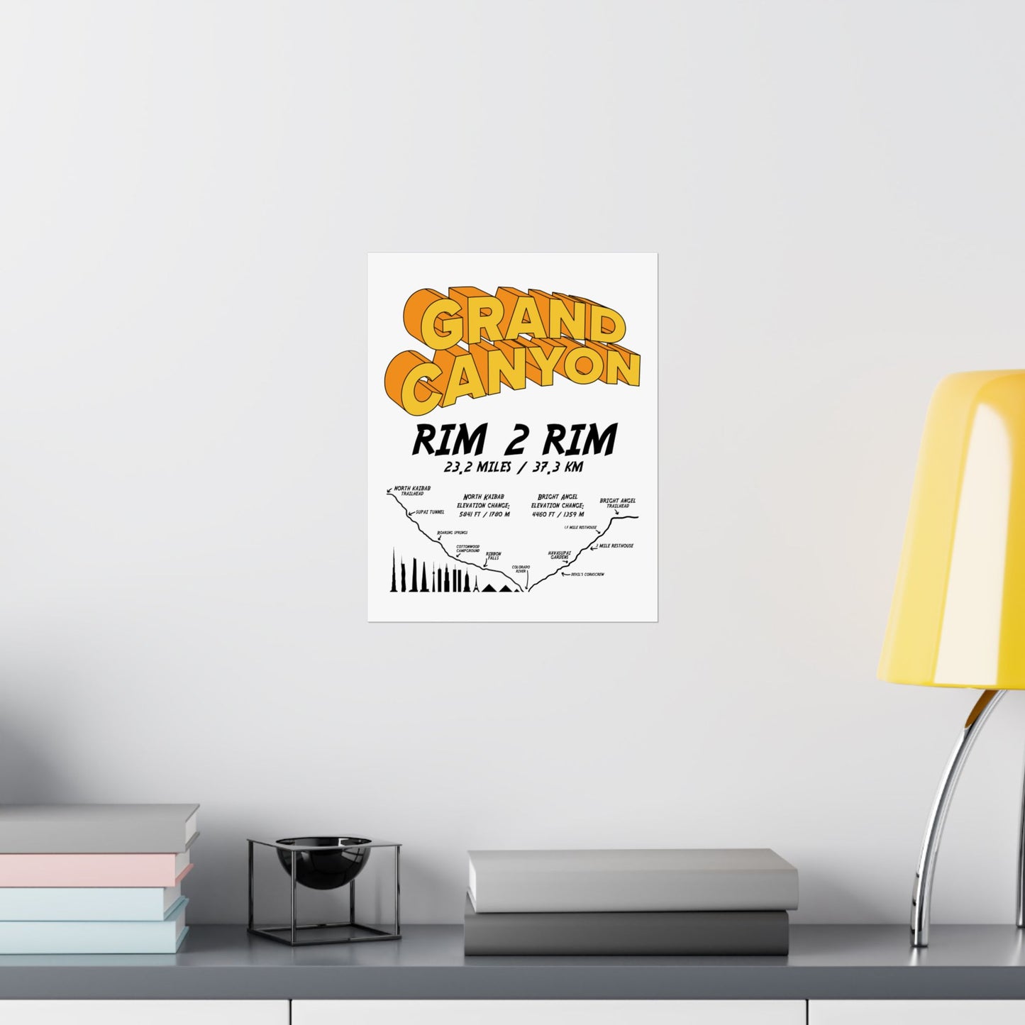 Grand Canyon Rim 2 Rim North Kaibab and Bright Angel Premium Matte Vertical Poster