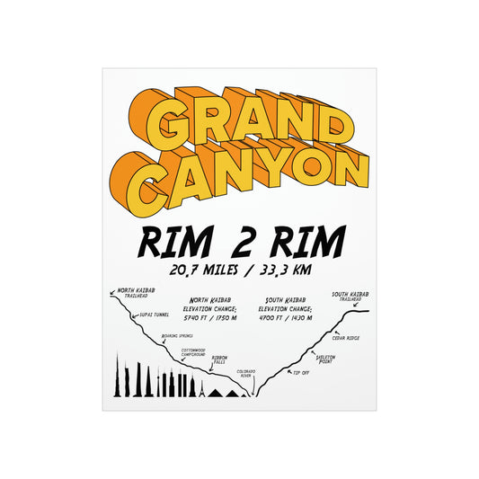 Grand Canyon Rim 2 Rim North Kaibab and South Kaibab Premium Matte Vertical Poster