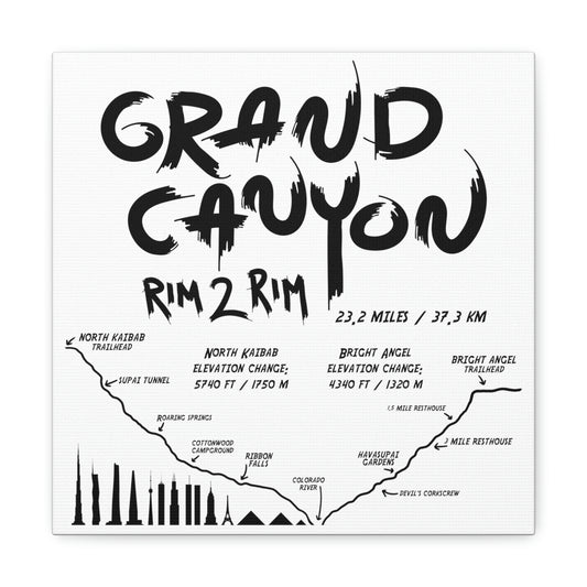 Grand Canyon Rim 2 Rim North Kaibab and Bright Angel Canvas Gallery Wraps
