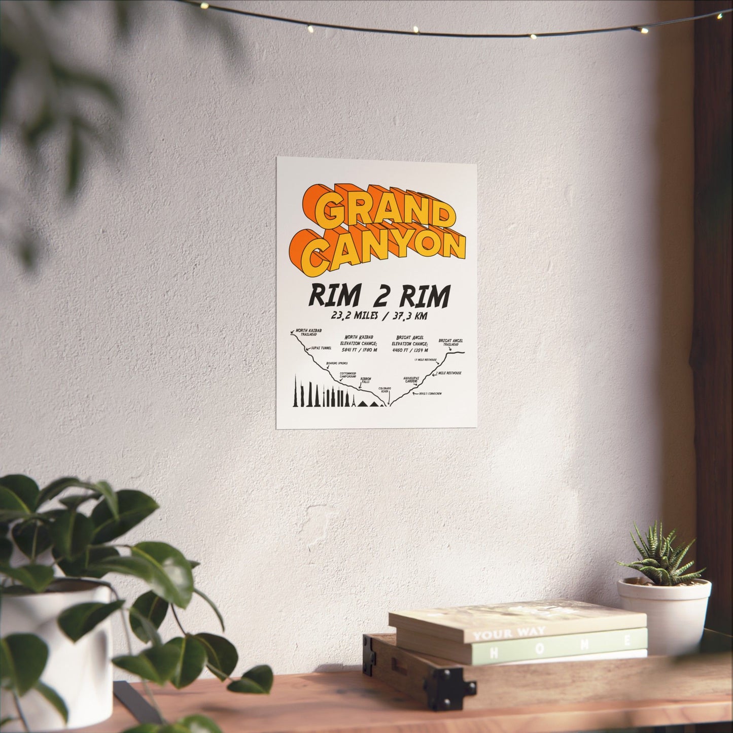 Grand Canyon Rim 2 Rim North Kaibab and Bright Angel Premium Matte Vertical Poster