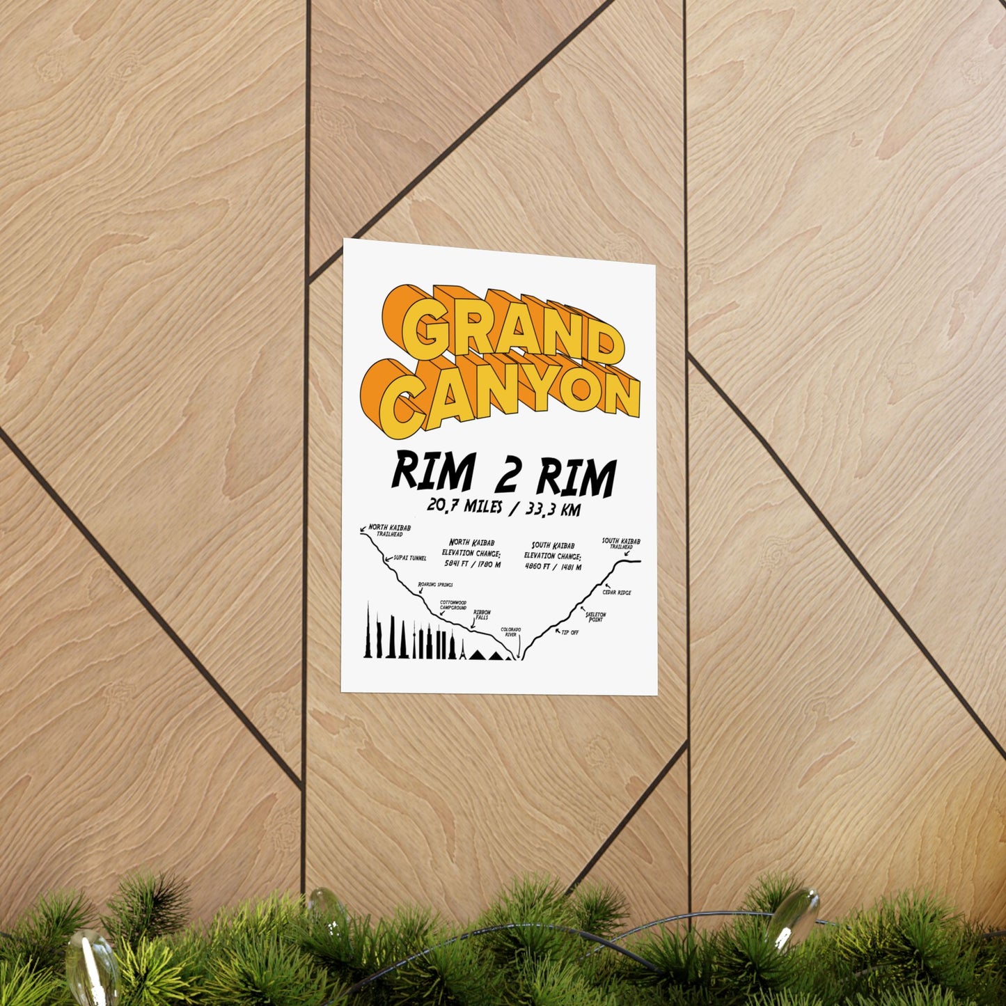 Grand Canyon Rim 2 Rim North Kaibab and South Kaibab Premium Matte Vertical Poster