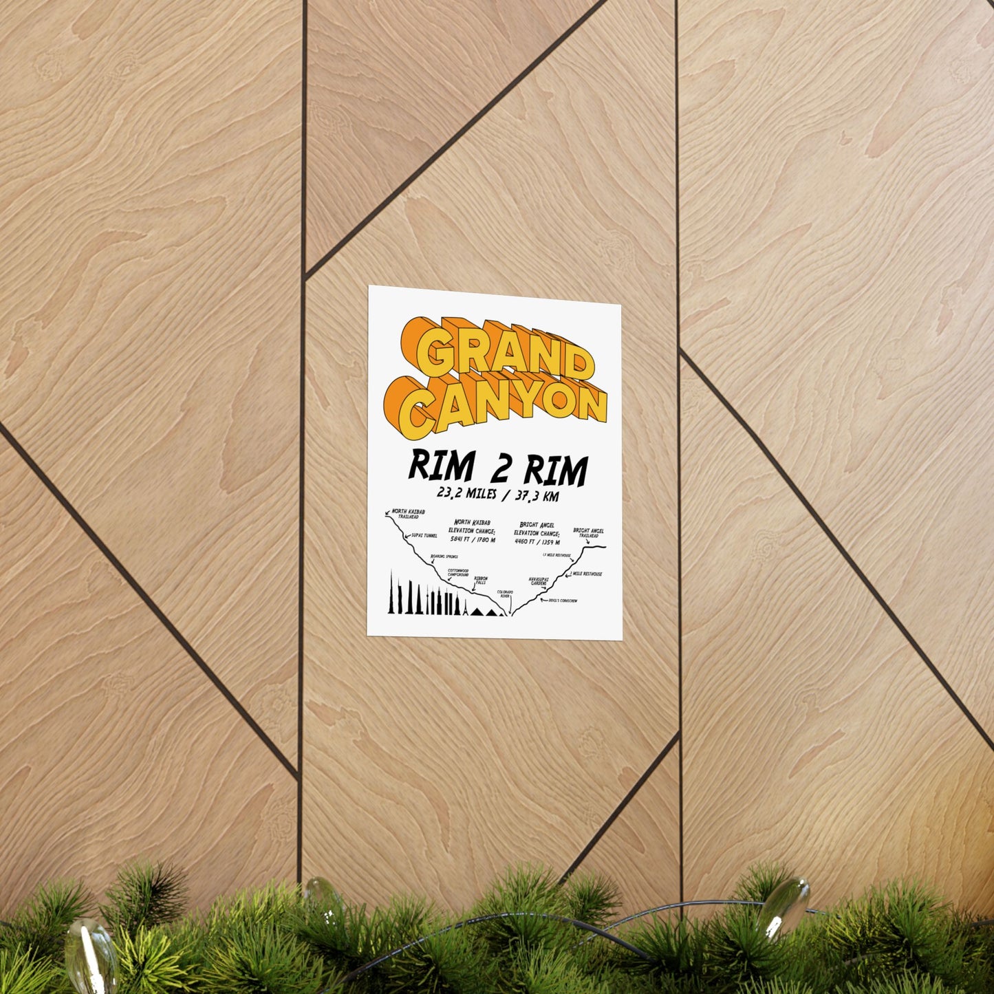 Grand Canyon Rim 2 Rim North Kaibab and Bright Angel Premium Matte Vertical Poster