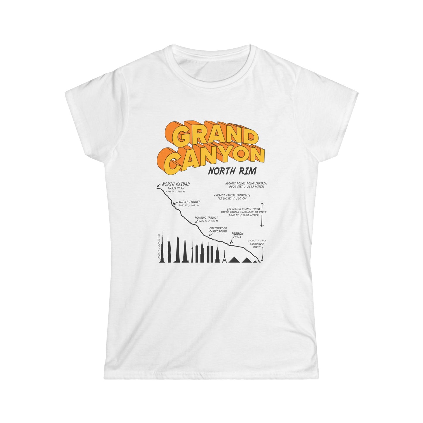 Grand Canyon North Rim Women's Softstyle Tee, Outdoor Adventure Shirt, Nature Lover Gift, Travel Souvenir, Birthday Present
