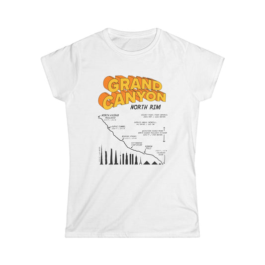 Grand Canyon North Rim Women's Softstyle Tee, Outdoor Adventure Shirt, Nature Lover Gift, Travel Souvenir, Birthday Present