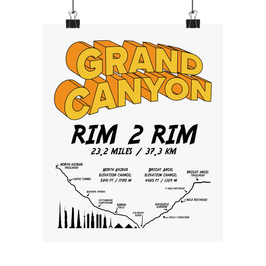 Grand Canyon Rim 2 Rim North Kaibab and Bright Angel Premium Matte Vertical Poster