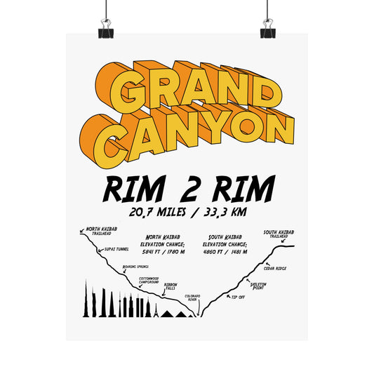 Grand Canyon Rim 2 Rim North Kaibab and South Kaibab Premium Matte Vertical Poster